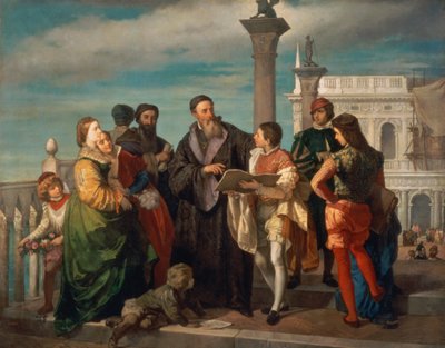 El encuentro entre Tiziano (1488-1576) y Veronese (1528-88) en el Ponte della Paglia de Antonio Zona